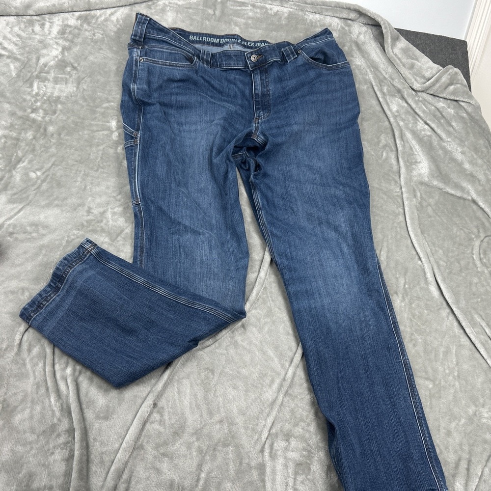 Duluth men's 42 x 34 Ballroom Double flex jeans blue relaxed fit denim workwear